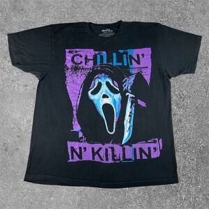 Ghostface Scream Horror Movie Graphic T Shirt Mens XL Chillin N Killin Black Tee